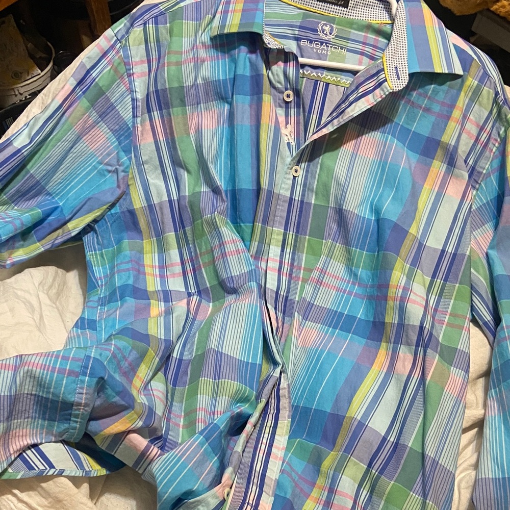 Bugatchi Men's Vibrant Plaid Button Down Shirt